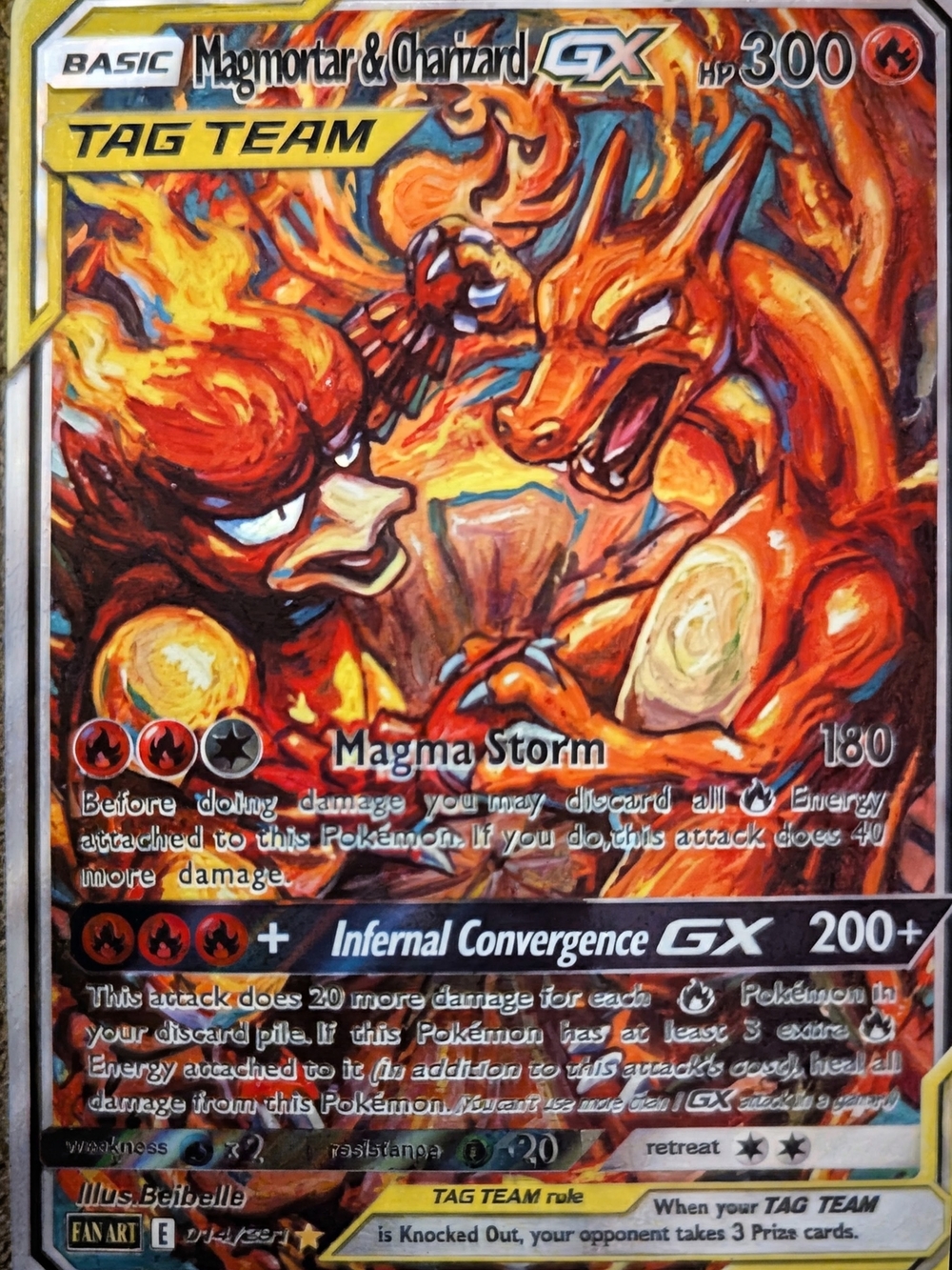 Magmortar & Charizard GX Fan Art Wall Art Print — Orange Red